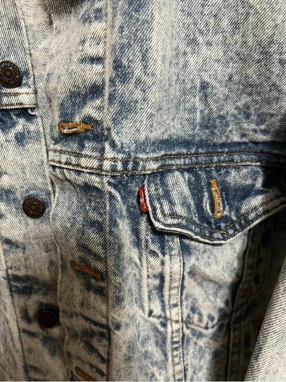 Vintage Levi’s 70507-0219 Acid Wash Denim Trucker Jacket USA Made Size L 523 - Picture 6 of 13
